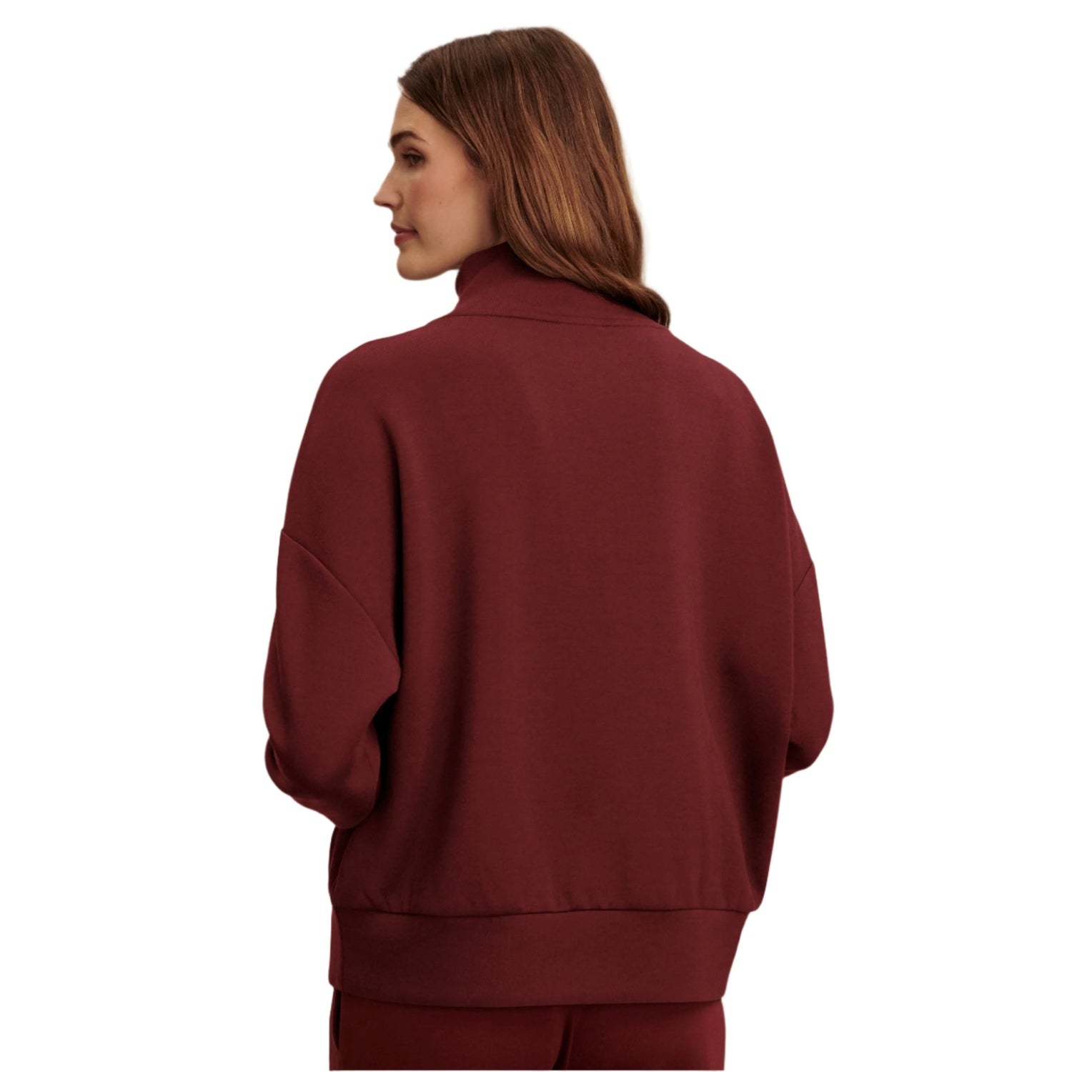 Varley 02. WOMENS APPAREL - WOMENS HOODIES|SWEATERS - WOMENS PO Q ZIP Women's Hawley Half Zip Sweat NEMA NEW MAROON