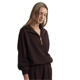 VARLEY 02. WOMENS APPAREL - WOMENS HOODIES|SWEATERS - WOMENS PO Q ZIP Women's Hawley Half Zip Sweat COBE COFFEE BEAN