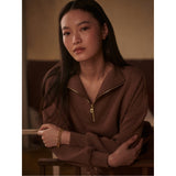 Varley 02. WOMENS APPAREL - WOMENS HOODIES|SWEATERS - WOMENS PO Q ZIP Women's Hawley Half Zip Sweat GBMA GOLDEN BRONZE MARL