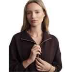 VARLEY 02. WOMENS APPAREL - WOMENS HOODIES|SWEATERS - WOMENS PO Q ZIP Women's Hawley Half Zip Sweat COBE COFFEE BEAN