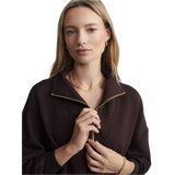 VARLEY 02. WOMENS APPAREL - WOMENS HOODIES|SWEATERS - WOMENS PO Q ZIP Women's Hawley Half Zip Sweat COBE COFFEE BEAN