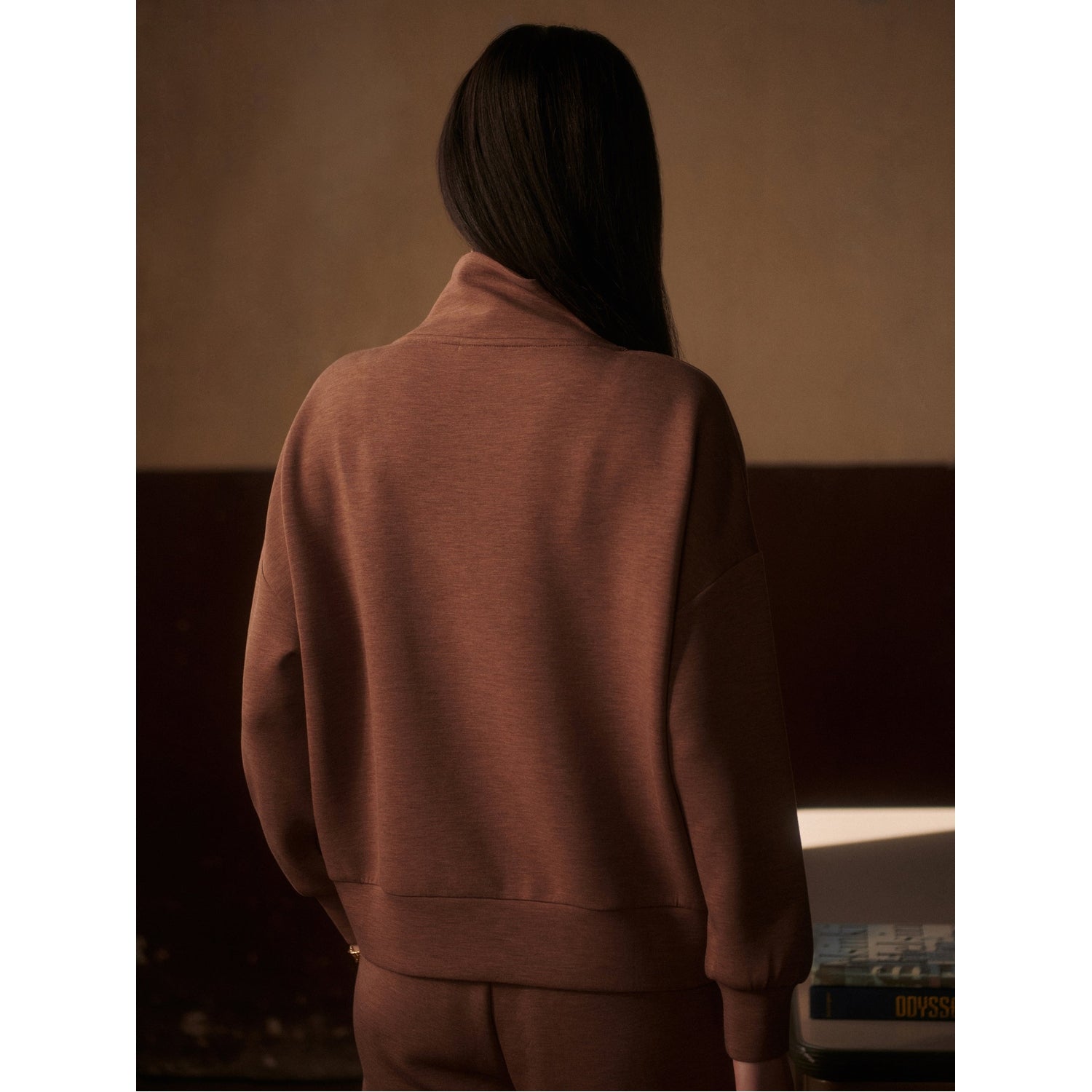 Varley 02. WOMENS APPAREL - WOMENS HOODIES|SWEATERS - WOMENS PO Q ZIP Women's Hawley Half Zip Sweat GBMA GOLDEN BRONZE MARL