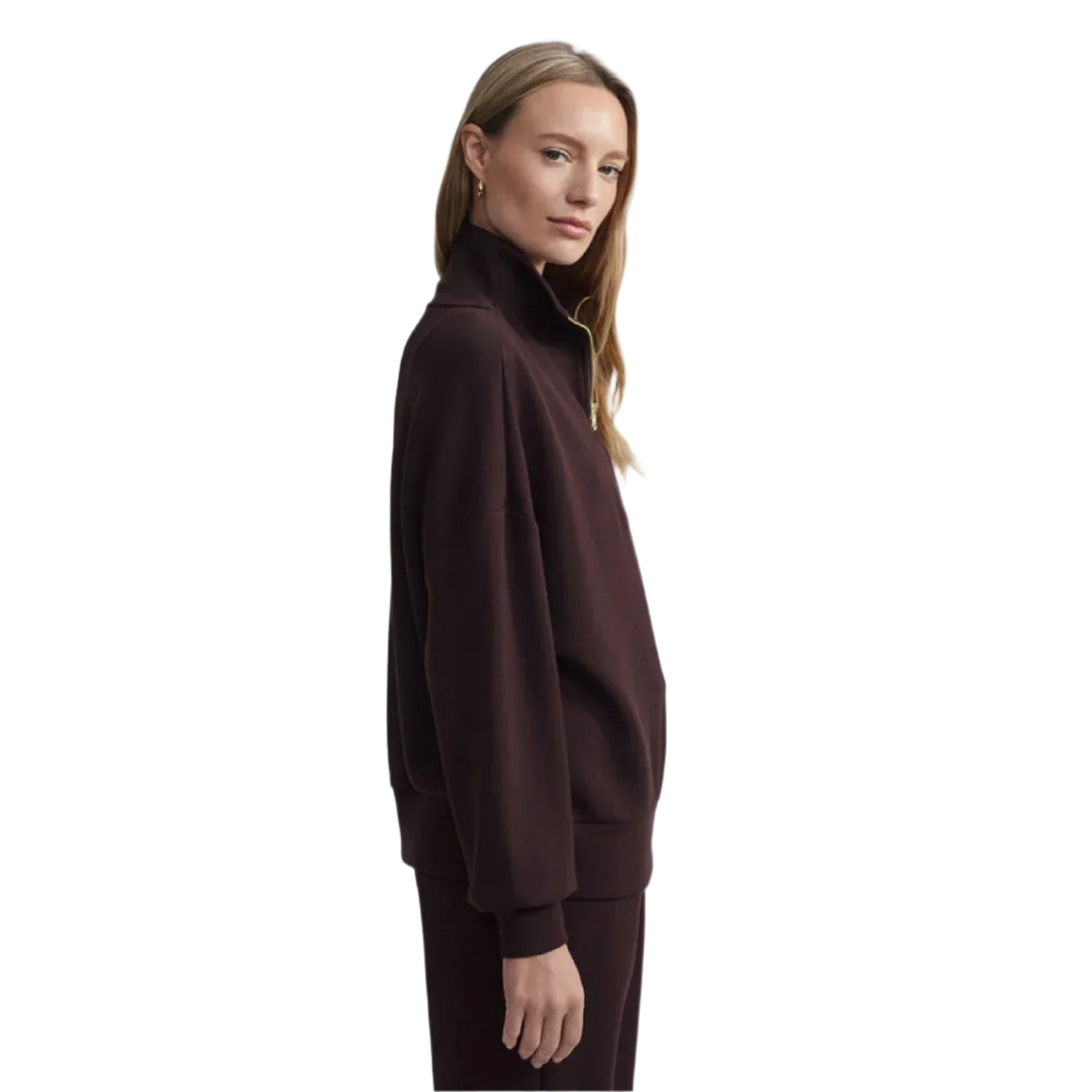 VARLEY 02. WOMENS APPAREL - WOMENS HOODIES|SWEATERS - WOMENS PO Q ZIP Women's Hawley Half Zip Sweat COBE COFFEE BEAN