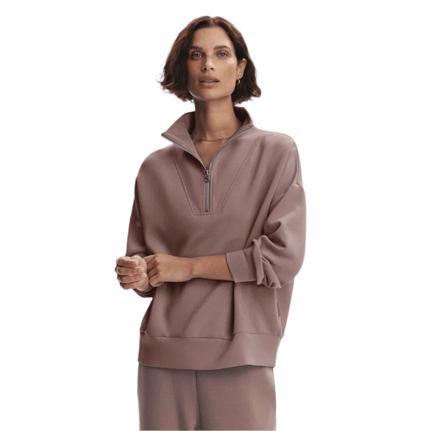 Varley 02. WOMENS APPAREL - WOMENS HOODIES|SWEATERS - WOMENS PO Q ZIP Women's Hawley Half Zip Sweat ANTLER