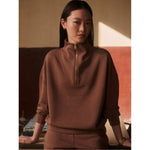 Varley 02. WOMENS APPAREL - WOMENS HOODIES|SWEATERS - WOMENS PO Q ZIP Women's Hawley Half Zip Sweat GBMA GOLDEN BRONZE MARL