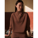 Varley 02. WOMENS APPAREL - WOMENS HOODIES|SWEATERS - WOMENS PO Q ZIP Women's Hawley Half Zip Sweat GBMA GOLDEN BRONZE MARL