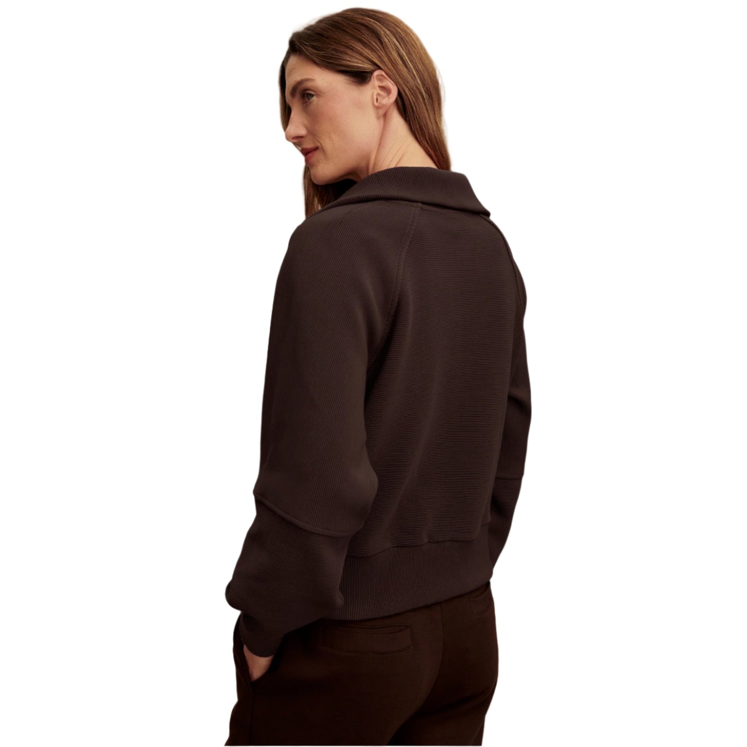 Varley 02. WOMENS APPAREL - WOMENS HOODIES|SWEATERS - WOMENS PO Q ZIP Women's Milano Half Zip Sweat COBE COFFEE BEAN