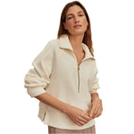 Varley 02. WOMENS APPAREL - WOMENS HOODIES|SWEATERS - WOMENS PO Q ZIP Women's Milano Half Zip Sweat IVOR IVORY