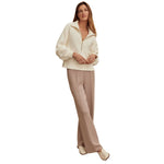 Varley 02. WOMENS APPAREL - WOMENS HOODIES|SWEATERS - WOMENS PO Q ZIP Women's Milano Half Zip Sweat IVOR IVORY