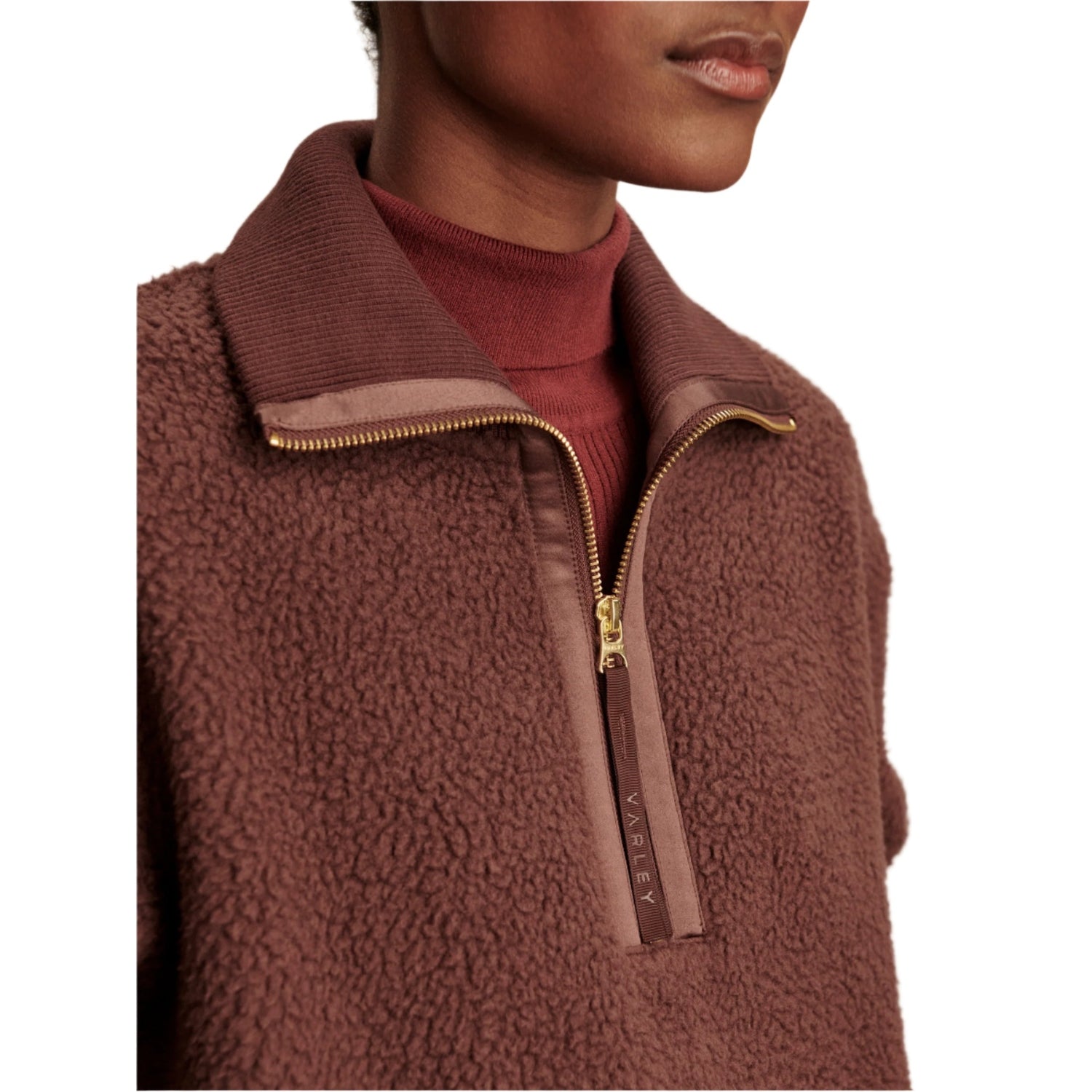 Varley 02. WOMENS APPAREL - WOMENS HOODIES|SWEATERS - WOMENS PO Q ZIP Women's Roselle Half Zip Fleece DEMA DEEP MAHOGANY