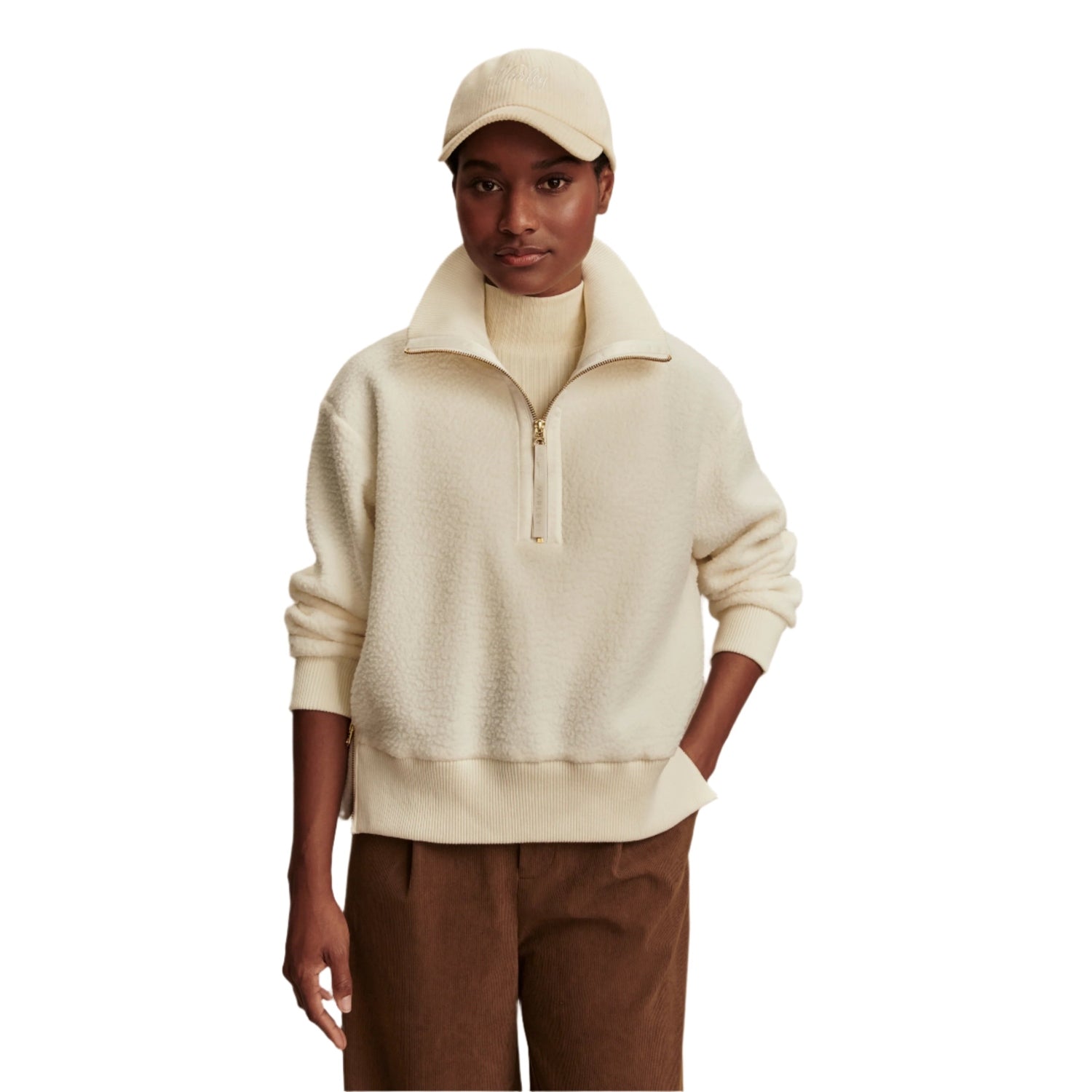 Varley 02. WOMENS APPAREL - WOMENS HOODIES|SWEATERS - WOMENS PO Q ZIP Women's Roselle Half Zip Fleece EGRT EGRET