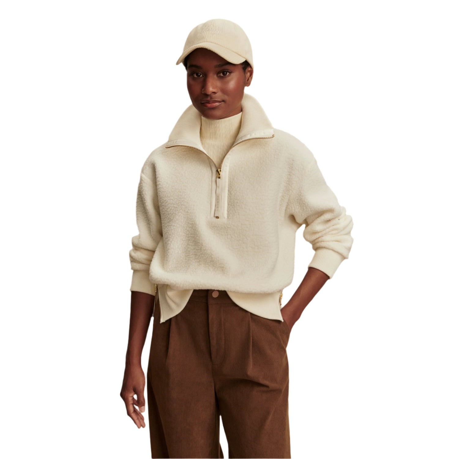 Varley 02. WOMENS APPAREL - WOMENS HOODIES|SWEATERS - WOMENS PO Q ZIP Women's Roselle Half Zip Fleece EGRT EGRET