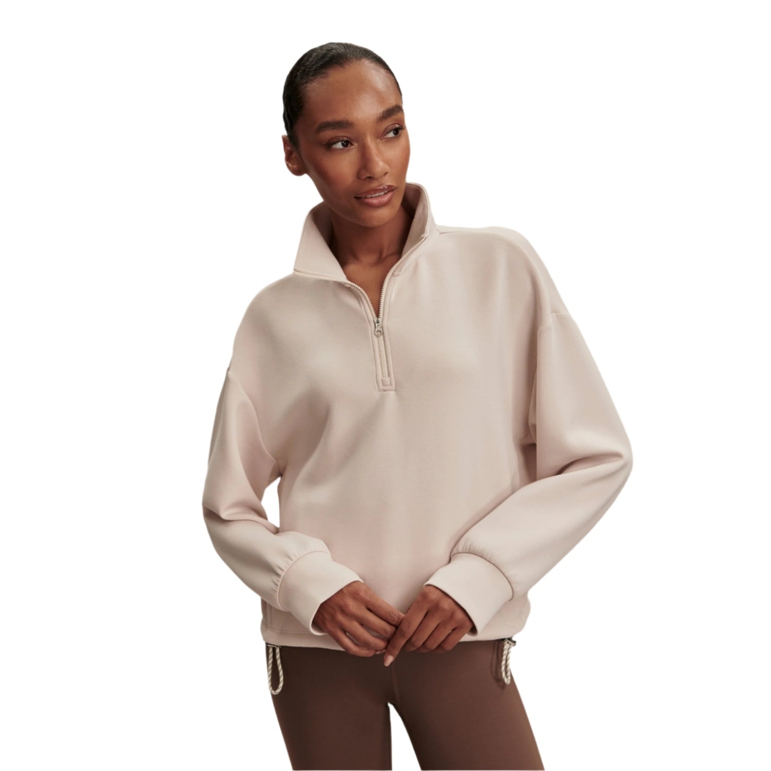 Varley 02. WOMENS APPAREL - WOMENS HOODIES|SWEATERS - WOMENS PO Q ZIP Women's Sian Cropped Half Zip Midlayer BLCK BLACK