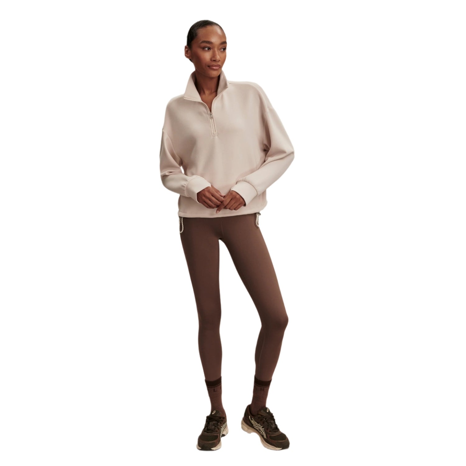 Varley 02. WOMENS APPAREL - WOMENS HOODIES|SWEATERS - WOMENS PO Q ZIP Women's Sian Cropped Half Zip Midlayer SIGR SILVER GREY