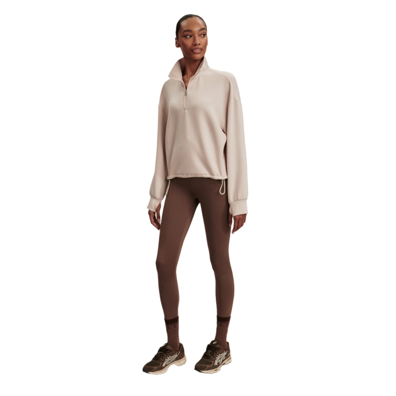 Varley 02. WOMENS APPAREL - WOMENS HOODIES|SWEATERS - WOMENS PO Q ZIP Women's Sian Cropped Half Zip Midlayer SIGR SILVER GREY