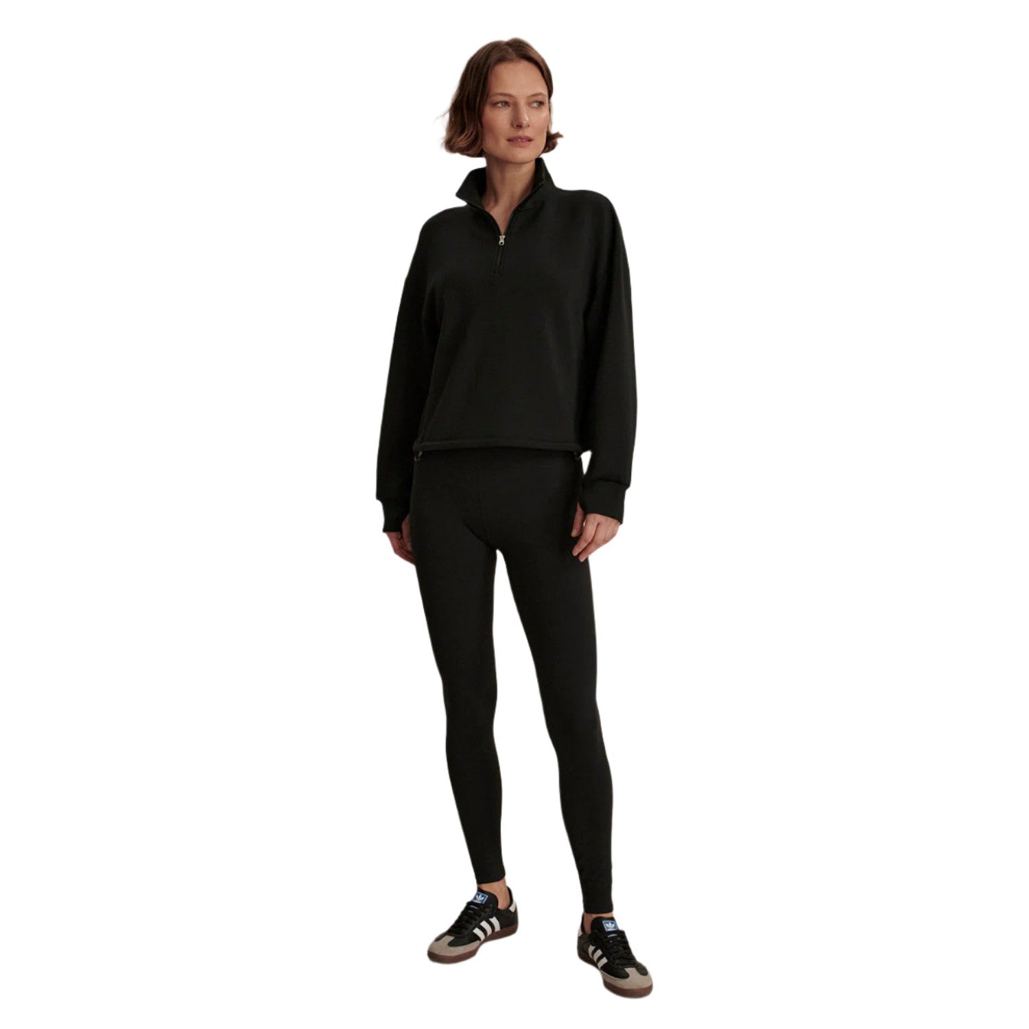 Varley 02. WOMENS APPAREL - WOMENS HOODIES|SWEATERS - WOMENS PO Q ZIP Women's Sian Cropped Half Zip Midlayer BLCK BLACK
