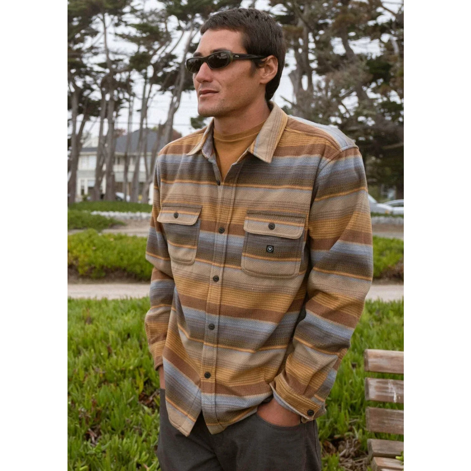 Vissla 01. MENS APPAREL - MENS LS SHIRTS - MENS LS BUTTON UP Men's Eco-zy Long Sleeve Polar Flannel KHA KHAKI