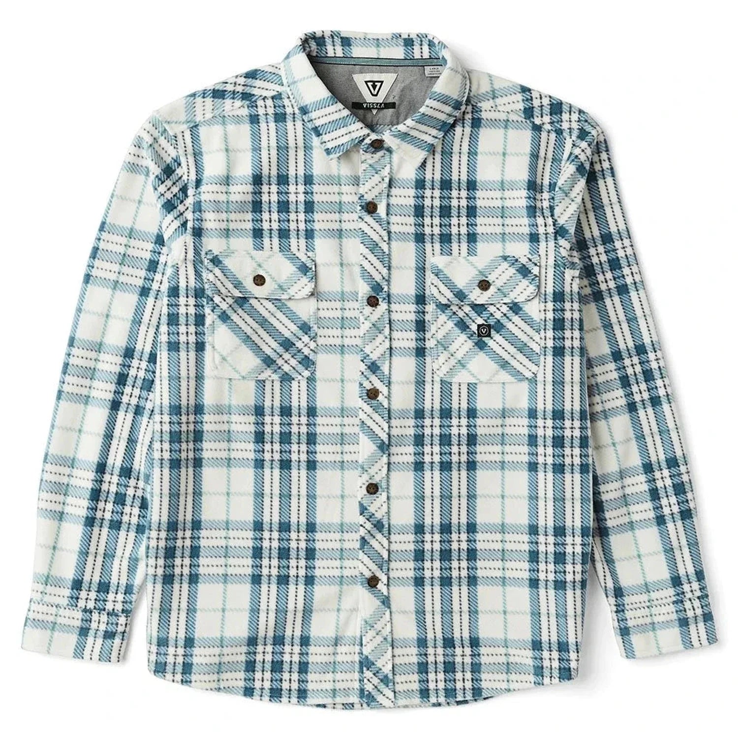 Vissla 01. MENS APPAREL - MENS LS SHIRTS - MENS LS BUTTON UP Men's Eco-zy Long Sleeve Polar Flannel VWT VINTAGE WHITE