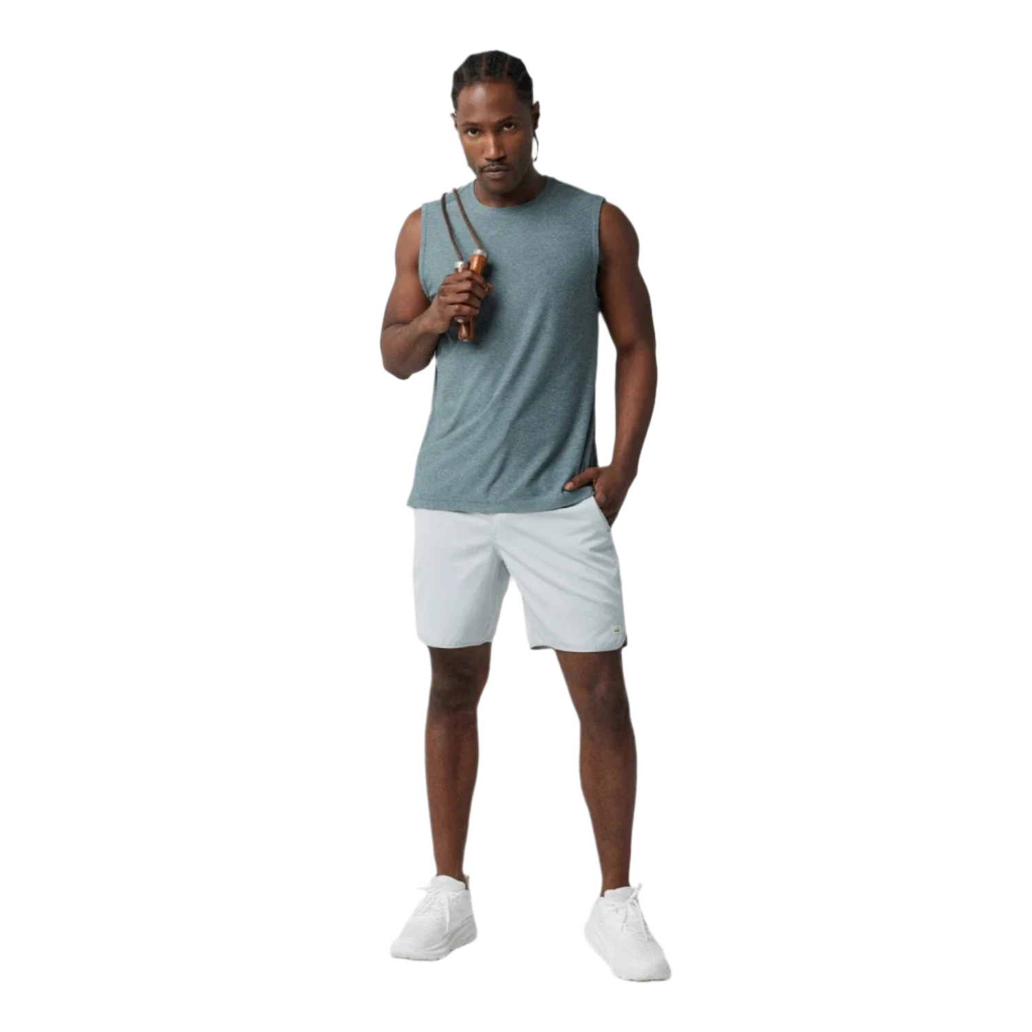 Vuori 01. MENS APPAREL - MENS SHORTS - MENS SHORTS ACTIVE Men's Banks Short SGT SKY GREY LINEN TEXTURE