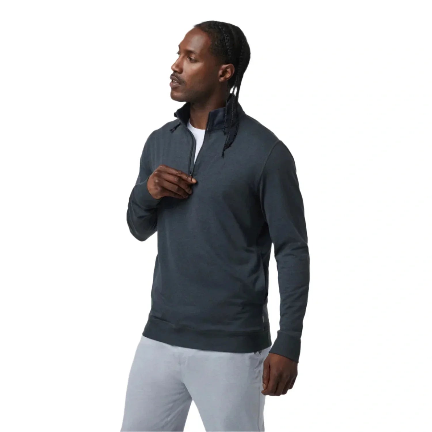 Vuori 01. MENS APPAREL - MENS HOODIES|SWEATERS - MENS PO Q ZIP Men's Coronado 1/2 Zip HMD MIDNIGHT HEATHER