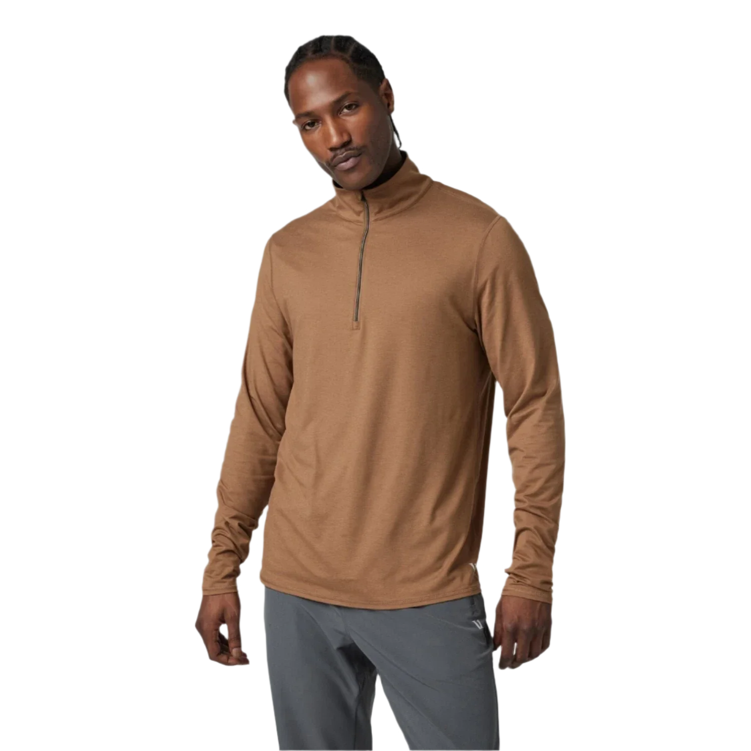 Vuori 01. MENS APPAREL - MENS HOODIES|SWEATERS - MENS PO Q ZIP Men's Ease Performance 1/2 Zip 2.0 HPA PECAN HEATHER