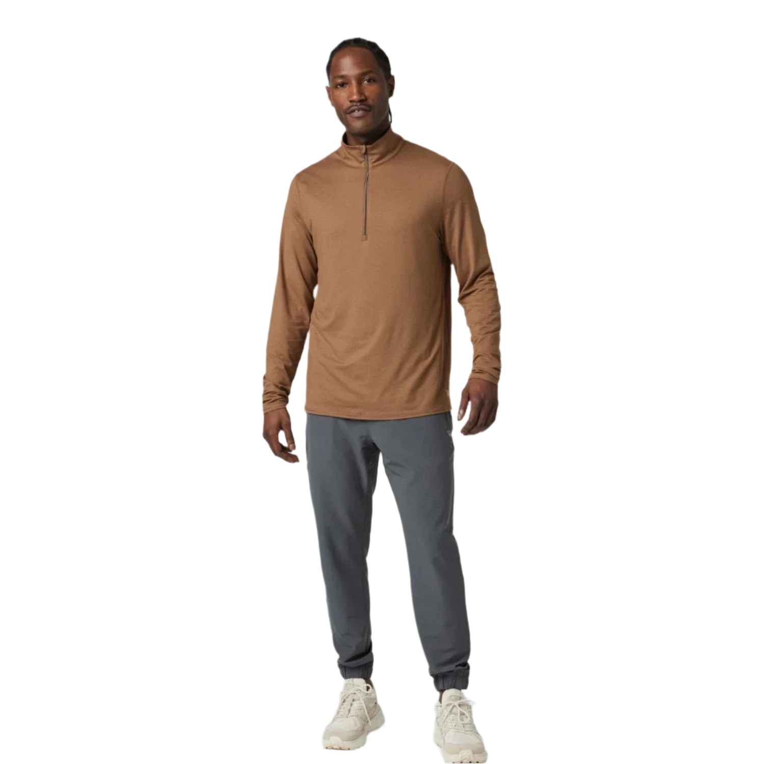 Vuori 01. MENS APPAREL - MENS HOODIES|SWEATERS - MENS PO Q ZIP Men's Ease Performance 1/2 Zip 2.0 HPA PECAN HEATHER