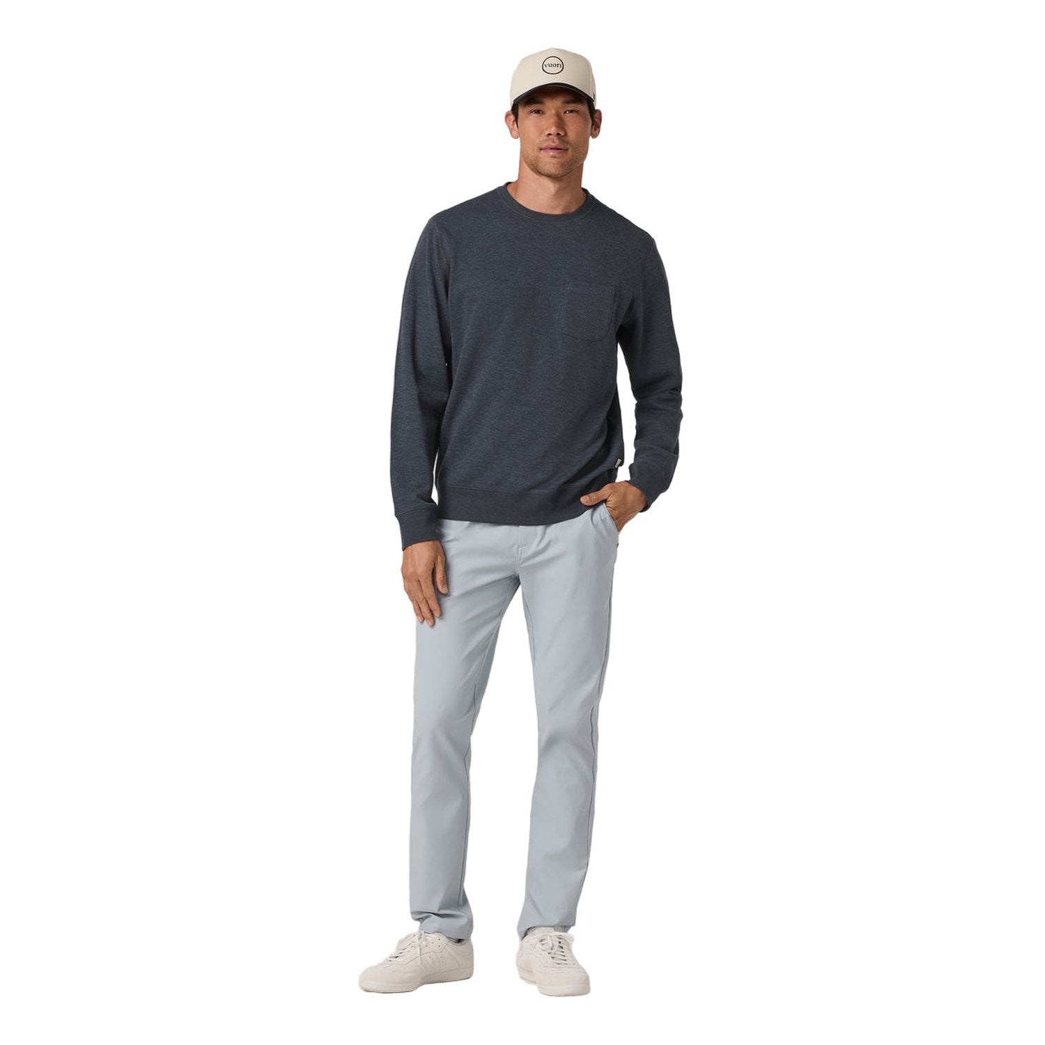 Vuori 01. MENS APPAREL - MENS HOODIES|SWEATERS - MENS PO SWEATERS Men's Jeffreys Crew 2.0 HNV NAVY HEATHER