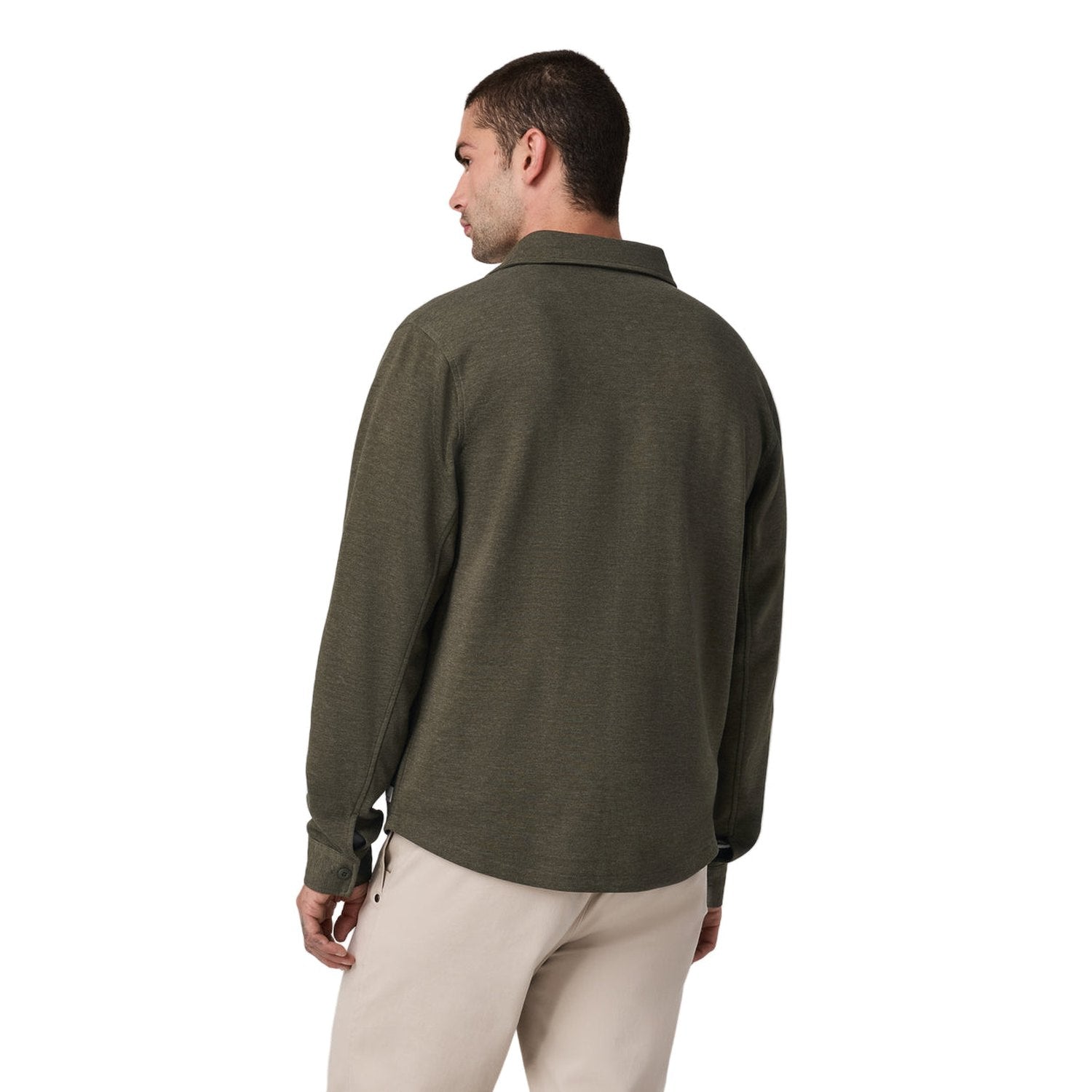 Vuori 01. MENS APPAREL - MENS HOODIES|SWEATERS - MENS PO SWEATERS Men's Jeffreys Overshirt HTO OLIVE HEATHER