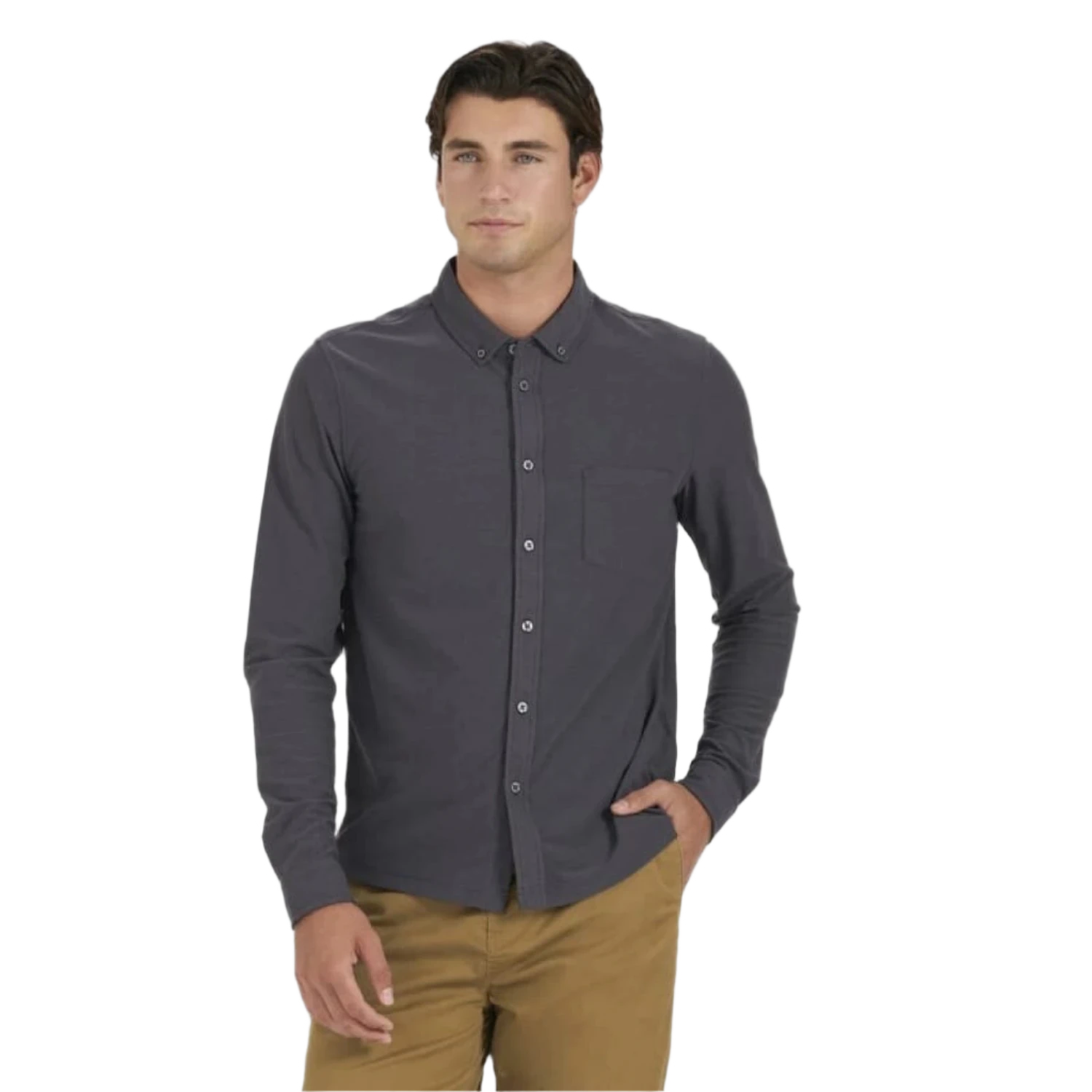 Vuori 01. MENS APPAREL - MENS LS SHIRTS - MENS LS BUTTON UP Men's Long Sleeve Ace Button Down CCL CHARCOAL