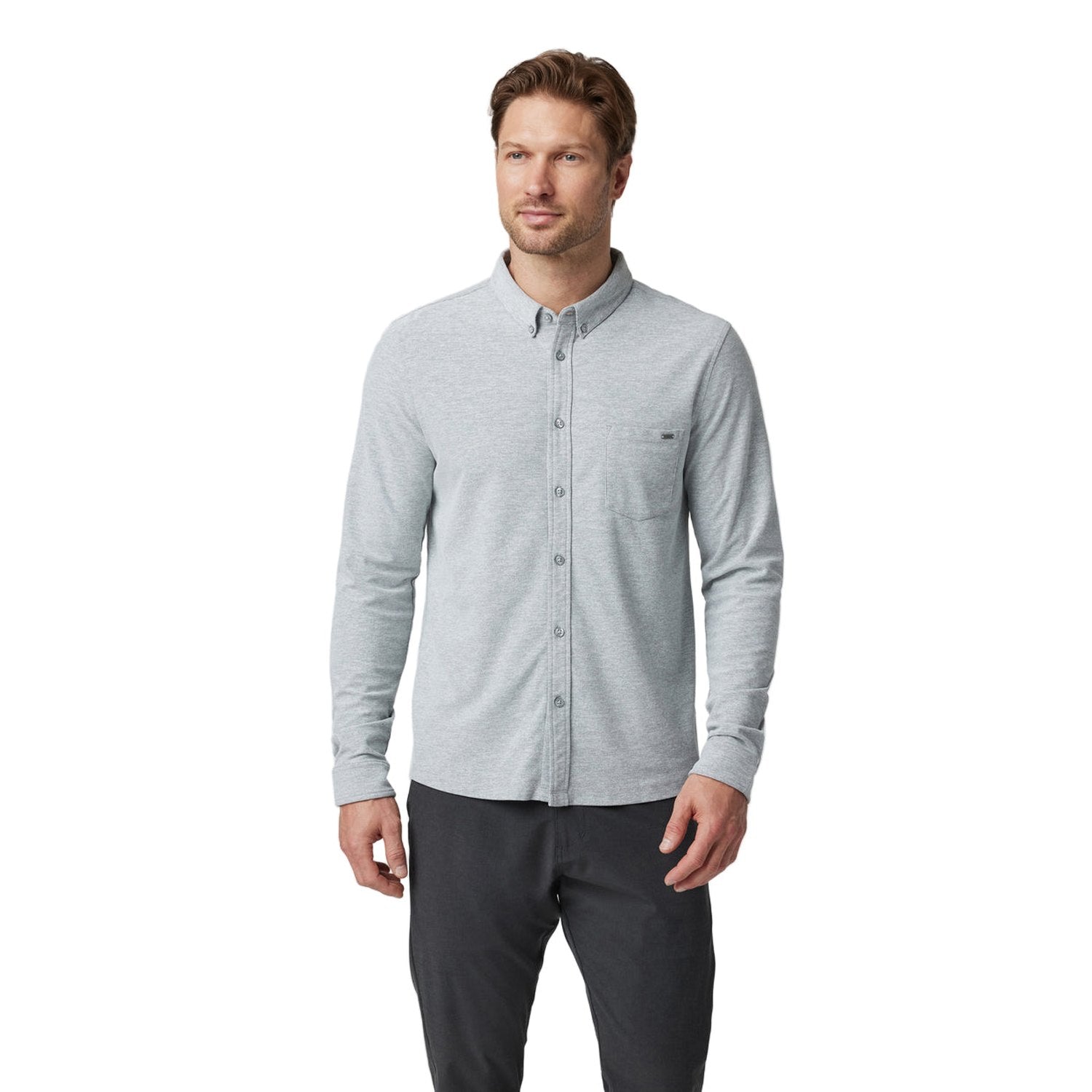 Vuori 01. MENS APPAREL - MENS LS SHIRTS - MENS LS BUTTON UP Men's Long Sleeve Ace Button Down LTG LIGHT GREY