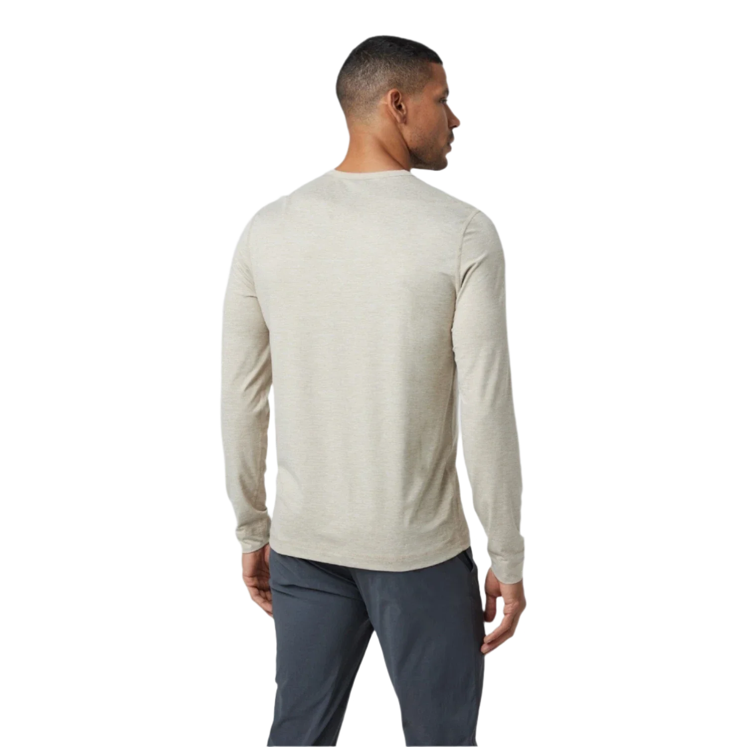 Vuori 01. MENS APPAREL - MENS LS SHIRTS - MENS LS CASUAL Men's Long Sleeve Ease Performance Henley TSH TOAST HEATHER