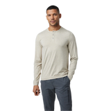 Vuori 01. MENS APPAREL - MENS LS SHIRTS - MENS LS CASUAL Men's Long Sleeve Ease Performance Henley TSH TOAST HEATHER