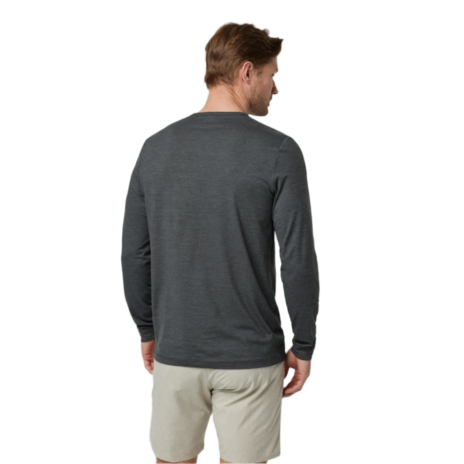 Vuori 01. MENS APPAREL - MENS LS SHIRTS - MENS LS CASUAL Men's Long Sleeve Ease Performance Henley HCC CHARCOAL HEATHER