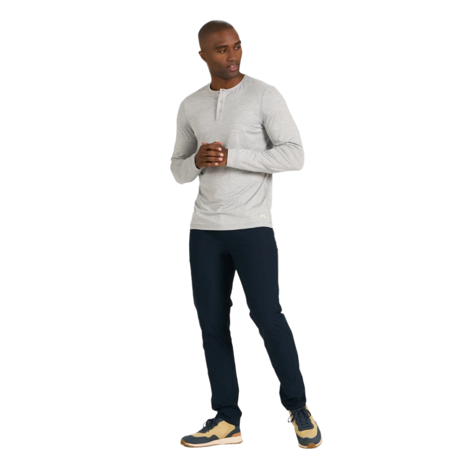 Vuori 01. MENS APPAREL - MENS LS SHIRTS - MENS LS CASUAL Men's Long Sleeve Ease Performance Henley LHG LIGHT HEATHER GREY