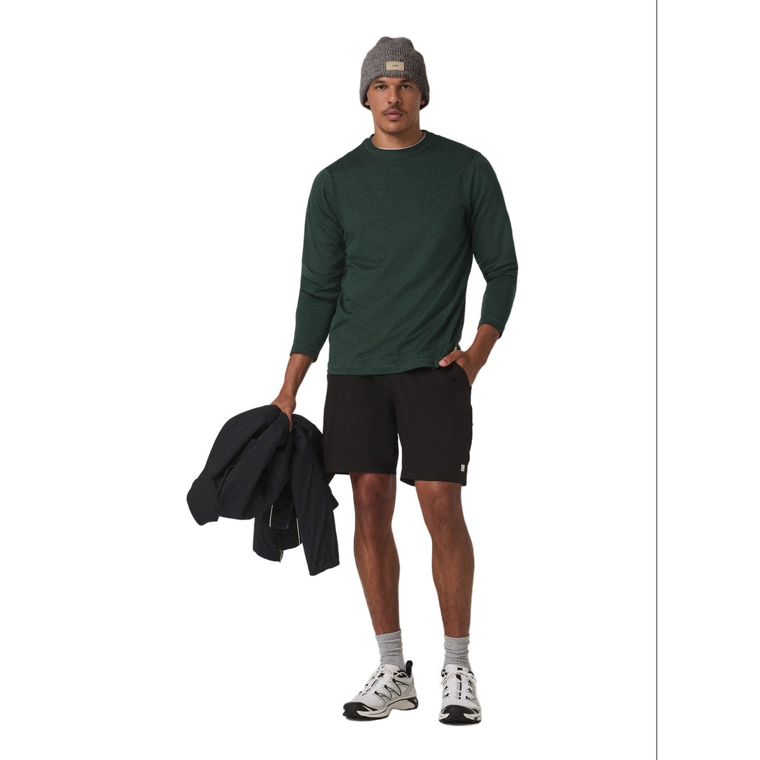 Vuori 01. MENS APPAREL - MENS LS SHIRTS - MENS LS CASUAL Men's Long Sleeve Ponto Performance Tee HEV EVERGREEN HEATHER