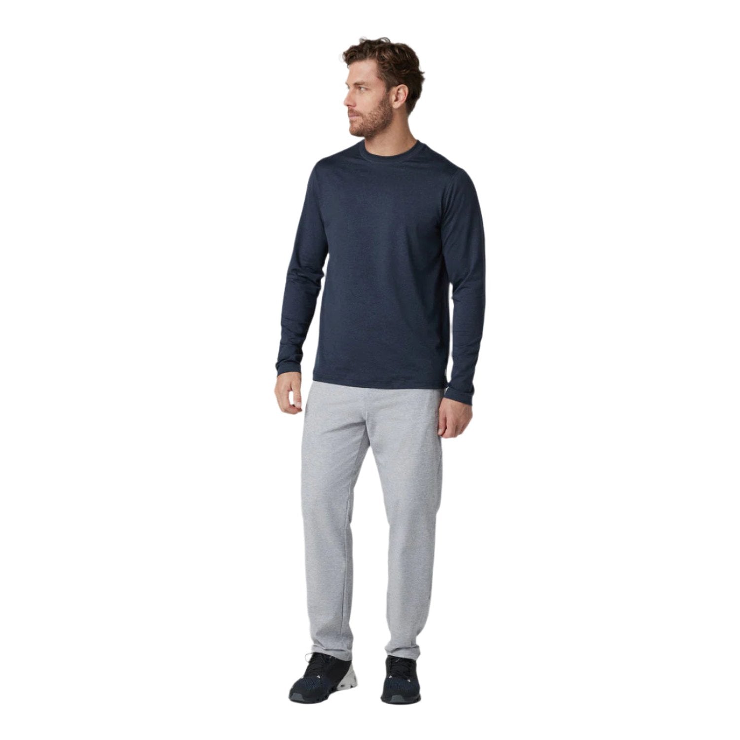 Vuori 01. MENS APPAREL - MENS LS SHIRTS - MENS LS CASUAL Men's Long Sleeve Ponto Performance Tee HMD MIDNIGHT HEATHER