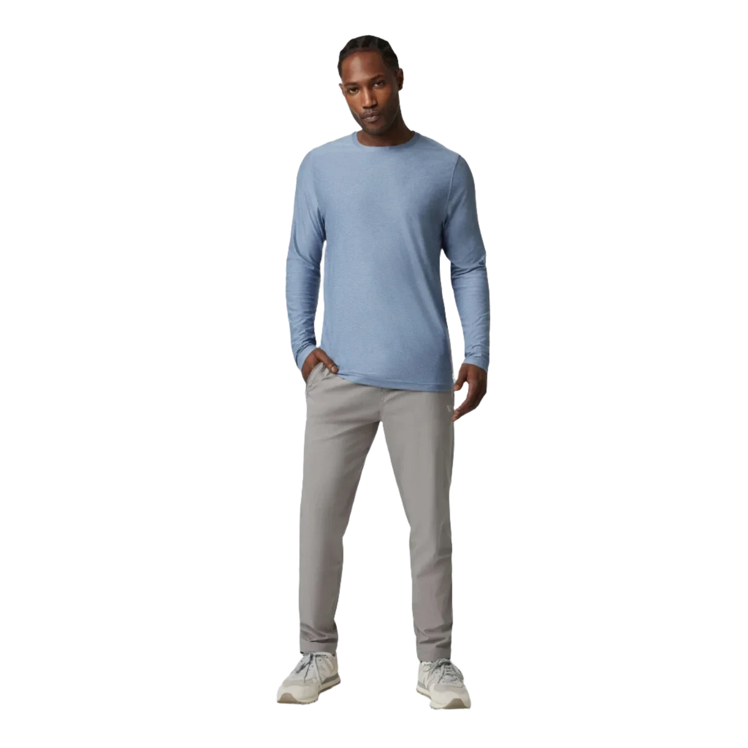 Vuori 01. MENS APPAREL - MENS LS SHIRTS - MENS LS ACTIVE Men's Long Sleeve Strato Tech Tee HTY CHAMBRAY HEATHER