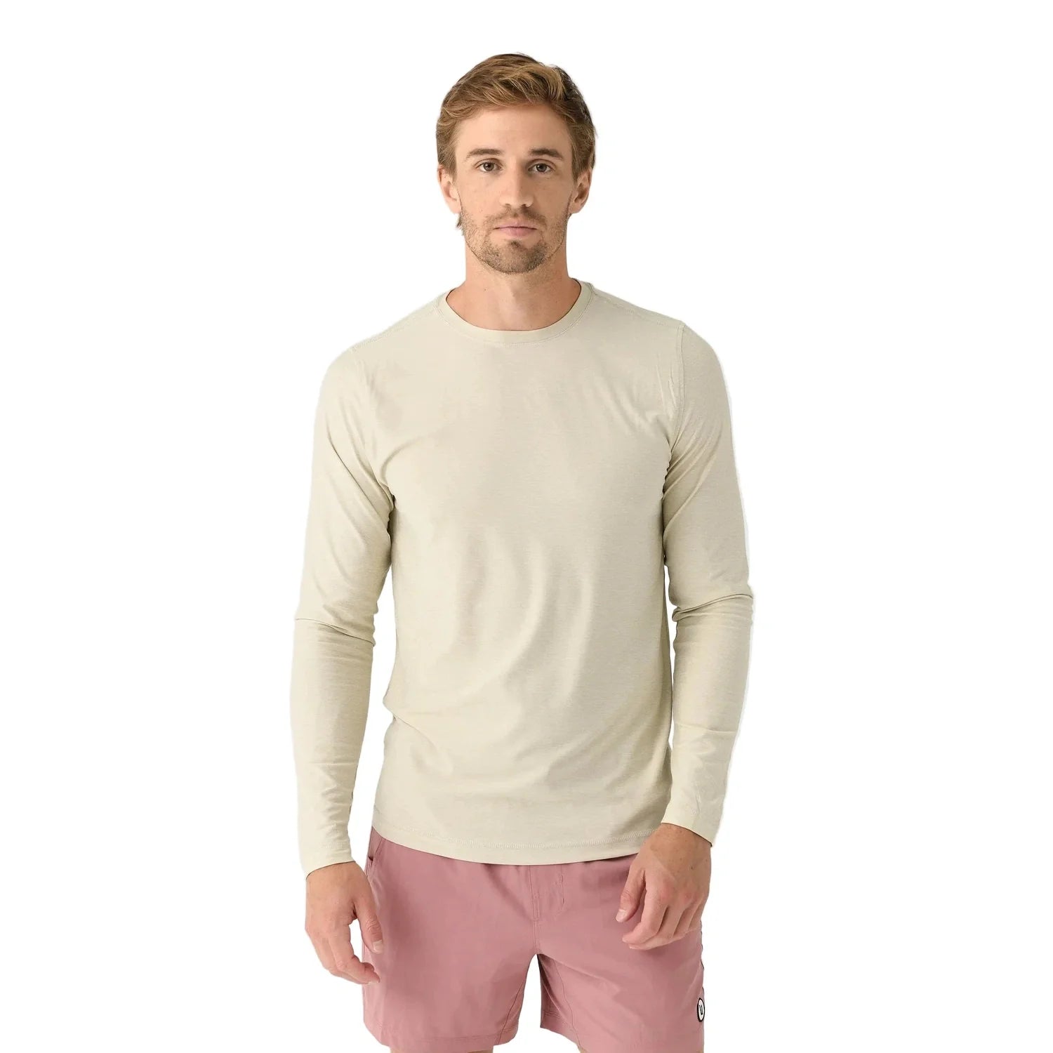 Vuori 01. MENS APPAREL - MENS LS SHIRTS - MENS LS ACTIVE Men's Long Sleeve Strato Tech Tee HMR MUSHROOM HEATHER