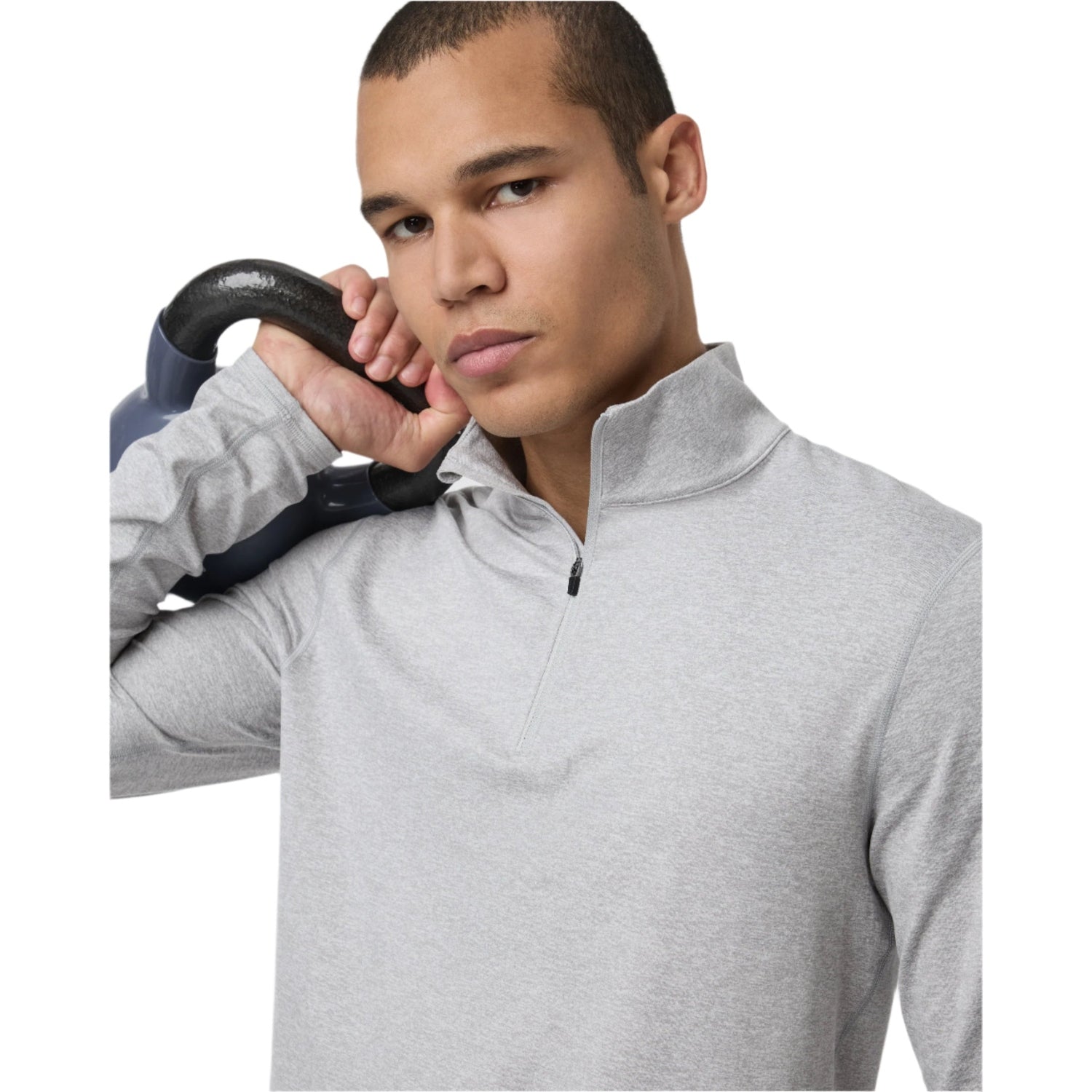 Vuori 01. MENS APPAREL - MENS HOODIES|SWEATERS - MENS PO Q ZIP Men's Ponto Half Zip Mock Neck LHG LIGHT HEATHER GREY