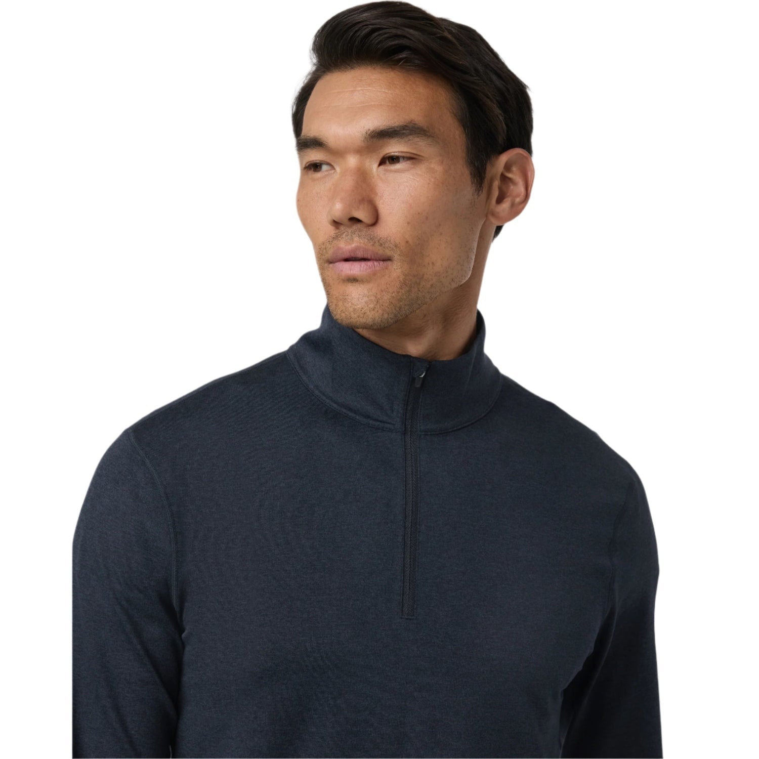 Vuori 01. MENS APPAREL - MENS HOODIES|SWEATERS - MENS PO Q ZIP Men's Ponto Half Zip Mock Neck HIN INK HEATHER