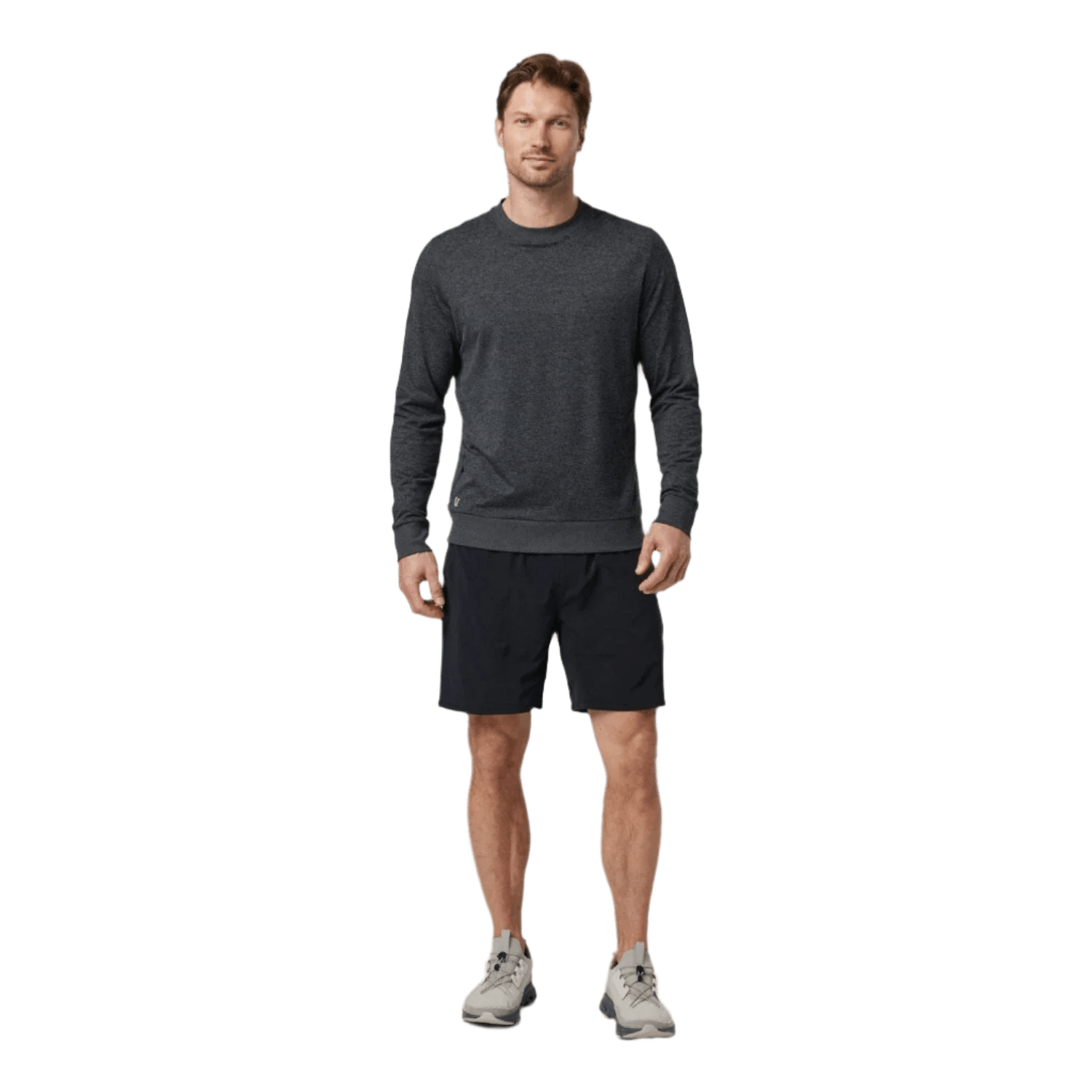 Vuori 01. MENS APPAREL - MENS HOODIES|SWEATERS - MENS PO SWEATERS Men's Ponto Performance Crew HCC CHARCOAL HEATHER