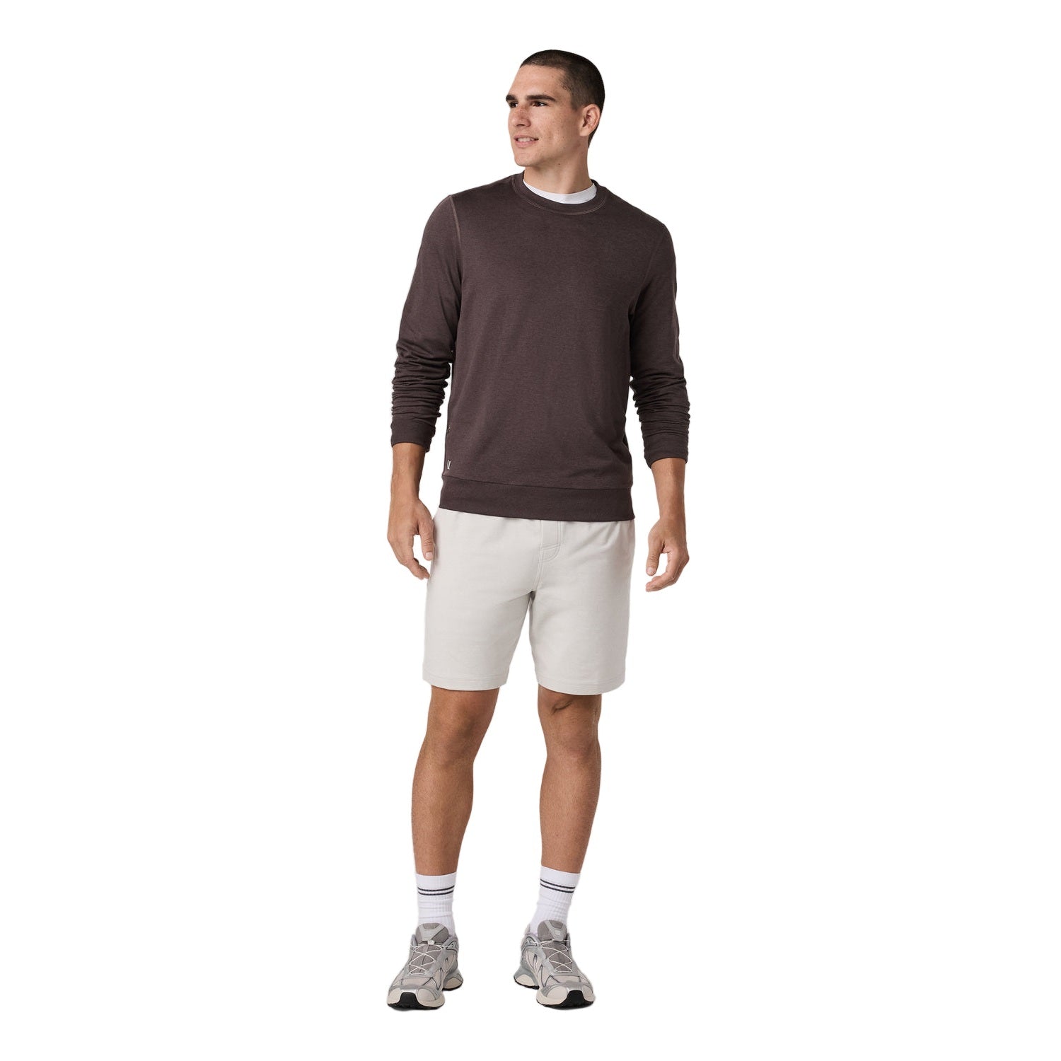 Vuori 01. MENS APPAREL - MENS HOODIES|SWEATERS - MENS PO SWEATERS Men's Ponto Performance Crew HHS SANGRIA HEATHER