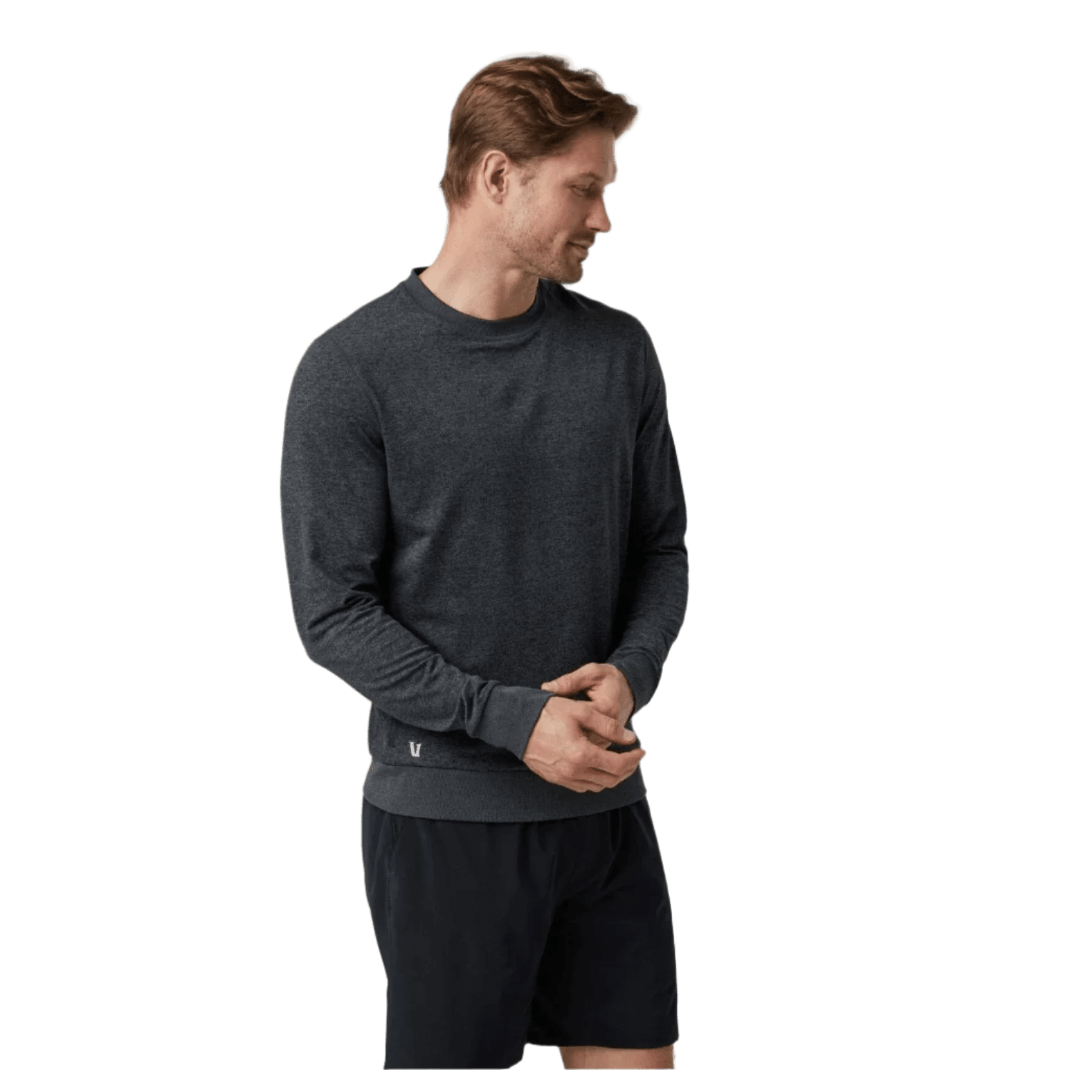 Vuori 01. MENS APPAREL - MENS HOODIES|SWEATERS - MENS PO SWEATERS Men's Ponto Performance Crew HCC CHARCOAL HEATHER