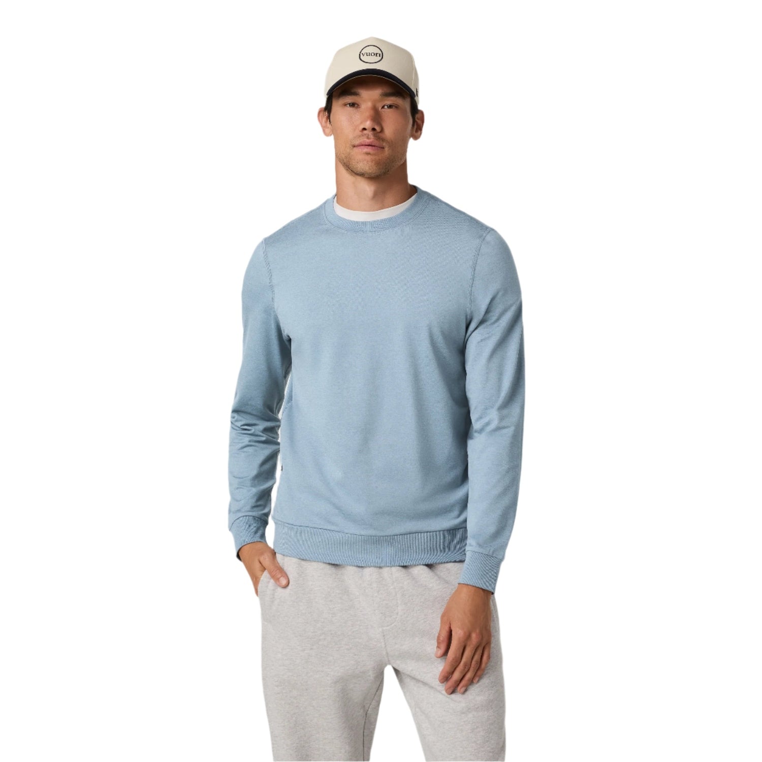 Vuori 01. MENS APPAREL - MENS HOODIES|SWEATERS - MENS PO SWEATERS Men's Ponto Performance Crew HFT FLINT HEATHER