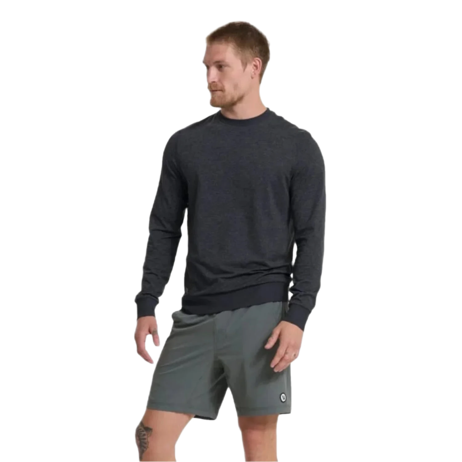 Vuori 01. MENS APPAREL - MENS LS SHIRTS - MENS LS CASUAL Men's Ponto Performance Crew HCC CHARCOAL HEATHER