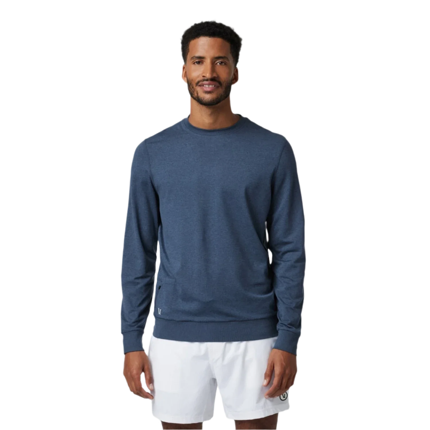 Vuori 01. MENS APPAREL - MENS LS SHIRTS - MENS LS CASUAL Men's Ponto Performance Crew HAZ AZURE HEATHER