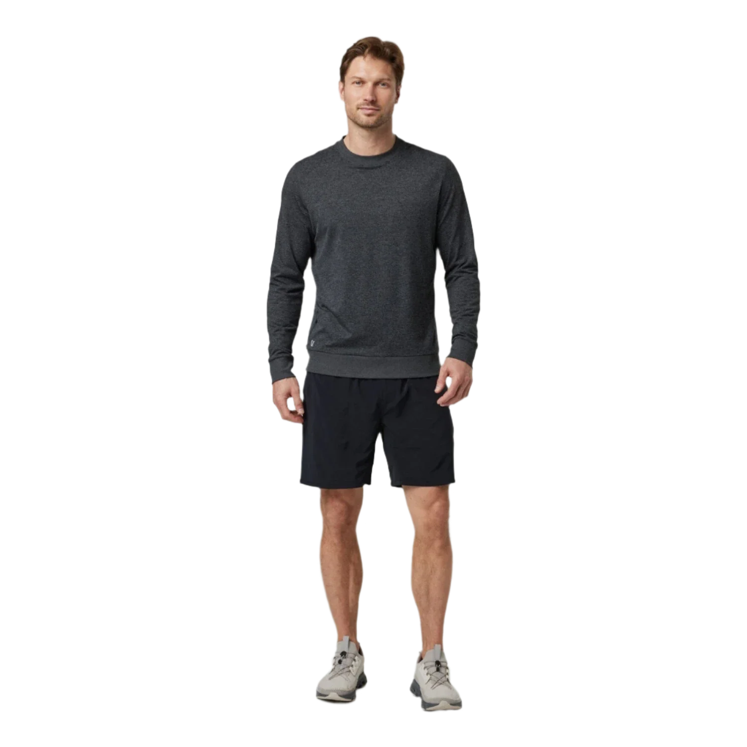 Vuori 01. MENS APPAREL - MENS LS SHIRTS - MENS LS CASUAL Men's Ponto Performance Crew HCC CHARCOAL HEATHER