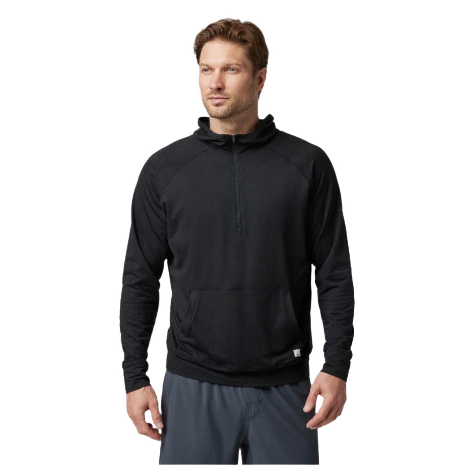 Vuori 01. MENS APPAREL - MENS LS SHIRTS - MENS LS HOODY Men's Ponto Performance Half Zip Hoodie HBK BLACK HEATHER