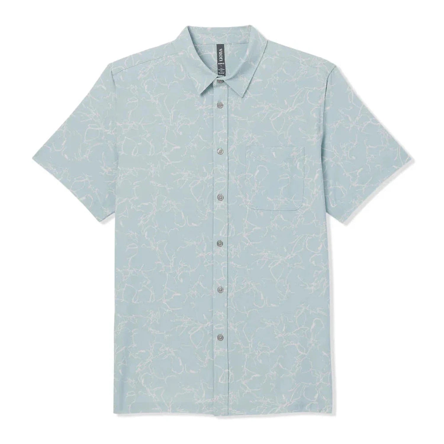 Vuori 01. MENS APPAREL - MENS SS SHIRTS - MENS SS BUTTON UP Men's Short Sleeve Bridge Button Down CBD CHALK BLUE DRAWN