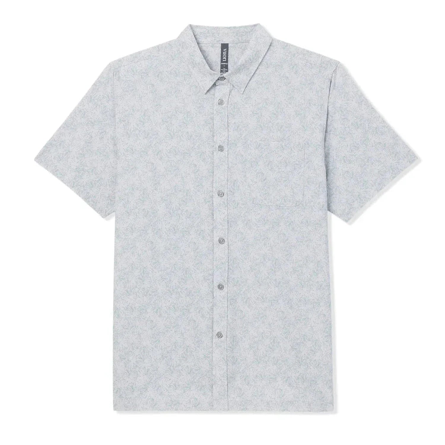 Vuori 01. MENS APPAREL - MENS SS SHIRTS - MENS SS BUTTON UP Men's Short Sleeve Bridge Button Down FGL FROST GREY WATER LILY
